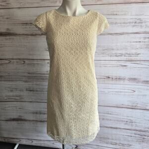 Talbots Cream Lace Knee Length Dress sz 4 Petite